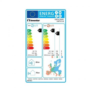 Inventor Emperor EMPVI(W)-24WFI/EMPVO(W)-24 White Κλιματιστικό Inverter 24000 BTU A+++/A+++ με Ιονιστή και Wi-Fi